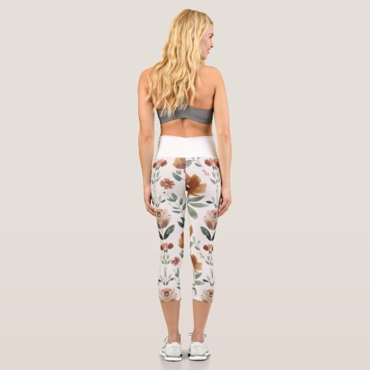 Boho Floral Geometry – Earthy Wildflower カプリレギンス (裏面)