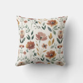 Boho Floral Geometry – Earthy Wildflower Pattern クッション (裏面)