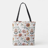 Boho Floral Geometry – Earthy Wildflower Pattern トートバッグ (裏面)