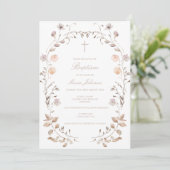 Boho floral girl Baptism invitation template 招待状 (スタンド正面)