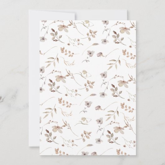 Boho floral girl Baptism invitation template 招待状 (裏面)