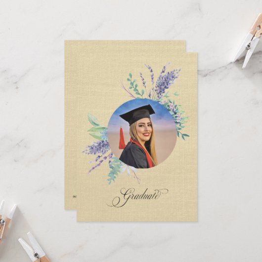 Boho Floral Graduation Party Invite カード (正面/裏面インサイチュ)