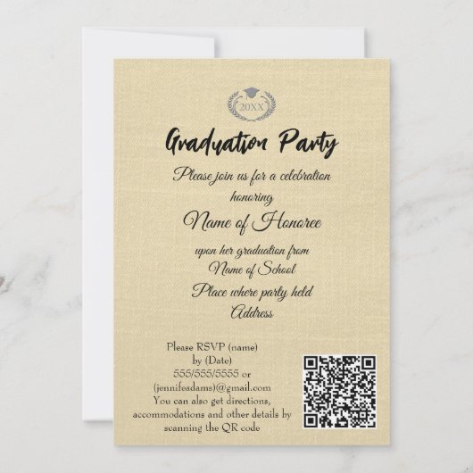 Boho Floral Graduation Party Invite カード (裏面)