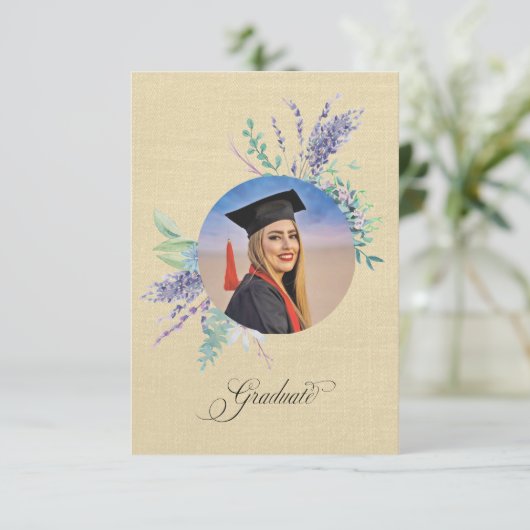 Boho Floral Graduation Party Invite Enclosure カード (スタンド正面)