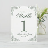 Boho Floral Green Botanical Wedding Table Number 招待状 (スタンド正面)