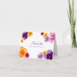 Boho Floral Hand-Illustrated Pansy Bridal Shower サンキューカード