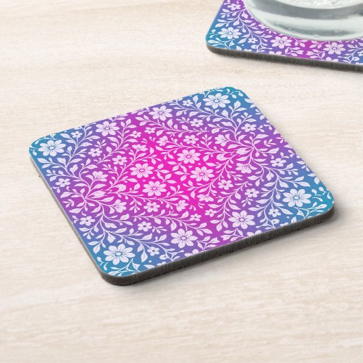 Boho Floral Hard plastic coaster コースター (左側)