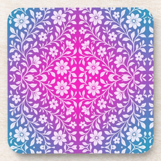 Boho Floral Hard plastic coaster コースター (正面)