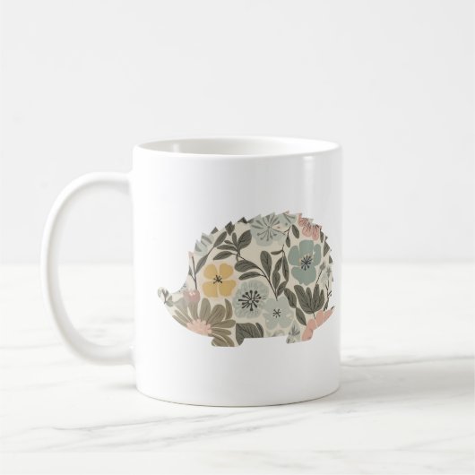 Boho Floral Hedgehog コーヒーマグカップ (左)