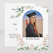 Boho Floral High School Graduation Announcement 案内状 (正面/裏面)