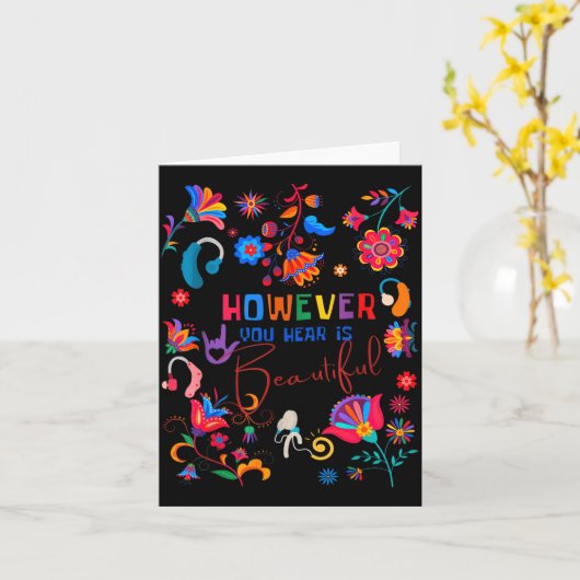 Boho Floral However You Hear Is Beautiful Asl Deaf カード (黄色い花)