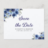 Boho Floral in Midnight Blue – Rustic Wedding ポストカード (正面)