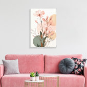 Boho Floral Line Art | Neutral Botanical Abstract  キャンバスプリント (インサイチュ (リビング))