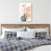 Boho Floral Line Art | Neutral Botanical Abstract  キャンバスプリント (インサイチュ (寝室))