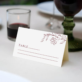 Boho Floral Line Art  Wedding Table Place Card プレイスカード