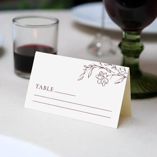 Boho Floral Line Art  Wedding Table Place Card プレイスカード