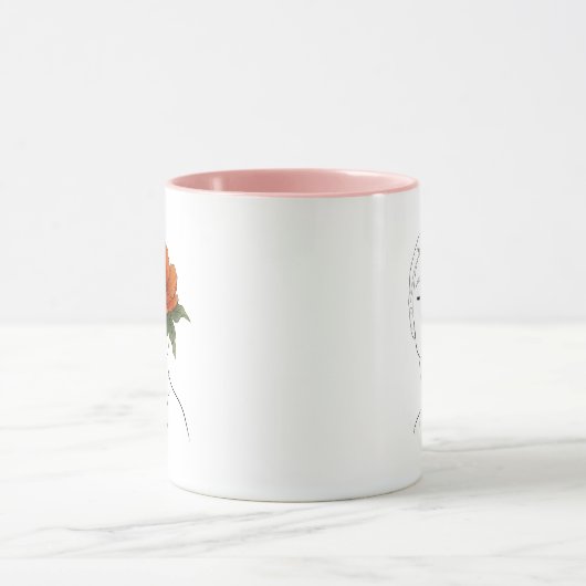 Boho Floral Line Art Woman Mug マグカップ (中央)