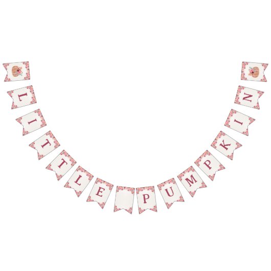 Boho Floral Little Pumpkin Birthday Bunting Banner バンティングフラッグ (全)