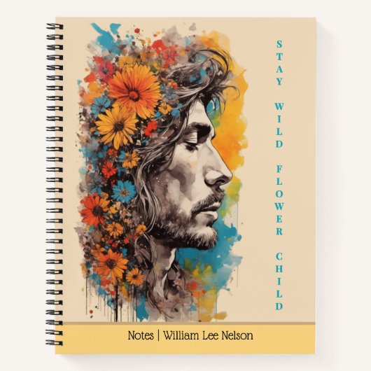 Boho Floral Male Profile Journal / Notebook ノートブック (正面)