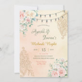 Boho Floral Mehndi, Haldi, Sangeet, Rohka Ceremony 招待状 (正面)