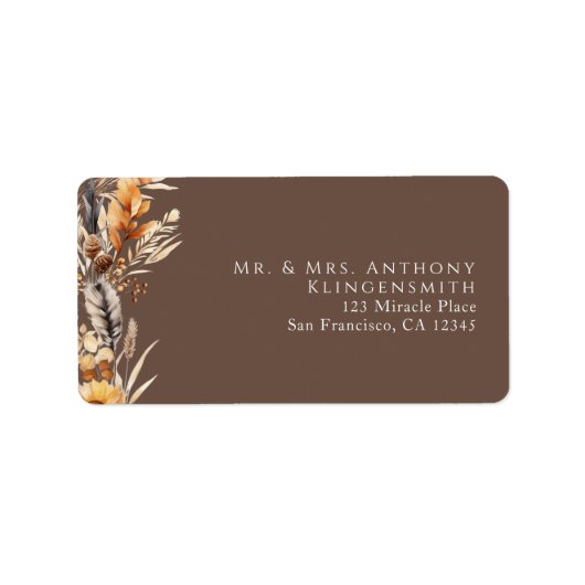 Boho Floral Minimal Brown ラベル (正面)