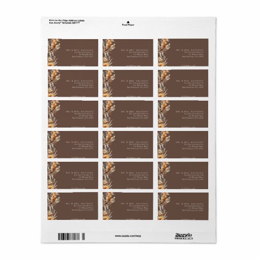 Boho Floral Minimal Brown ラベル (フルシート)