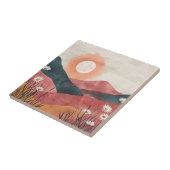 Boho Floral Mountain Sunset – Rustic Nature タイル (側面)