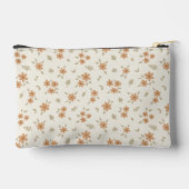 Boho Floral Neutral Ditsy Flower Print Name Beige アクセサリーポーチ (裏面)
