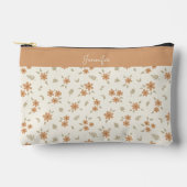 Boho Floral Neutral Ditsy Flower Print Name Beige アクセサリーポーチ (正面)