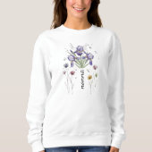 Boho Floral Nonna Purple Iris Mother’s Day Gift スウェットシャツ (正面)