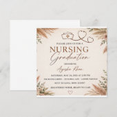 Boho Floral Nursing Graduation Invitation | Neutra 招待状 (正面/裏面)