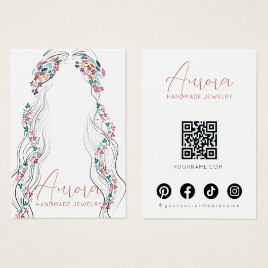 Boho Floral Pastel Wavy Hair Earrings Display Card (正面&裏面)