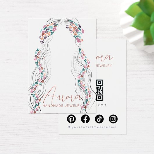 Boho Floral Pastel Wavy Hair Earrings Display Card (デスク)