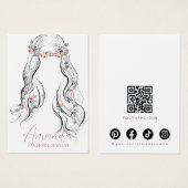 Boho Floral Pastel Wavy Hair Earrings Display Card (正面&裏面)