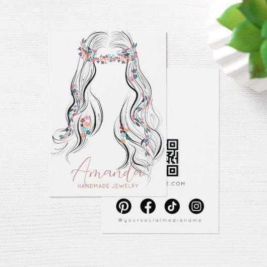 Boho Floral Pastel Wavy Hair Earrings Display Card (デスク)