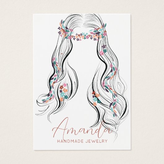 Boho Floral Pastel Wavy Hair Earrings Display Card (正面)
