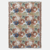 Boho Floral Pattern Throw Blanket スローブランケット (正面縦)