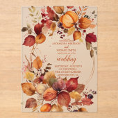 Boho Floral Pumpkin Scrip Wedding アクリル招待状 (正面)