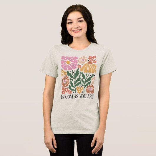 Boho Floral Quotes Tri-Blend Shirt トライブレンドＴシャツ (正面全面)