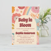 Boho Floral Rainbow Baby in Bloom Baby Shower    招待状 (スタンド正面)