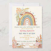 Boho Floral Rainbow Baby Shower 招待状 (正面)