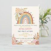 Boho Floral Rainbow Baby Shower 招待状 (スタンド正面)