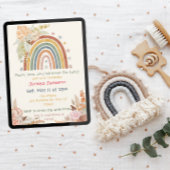 Boho Floral Rainbow Baby Shower 招待状