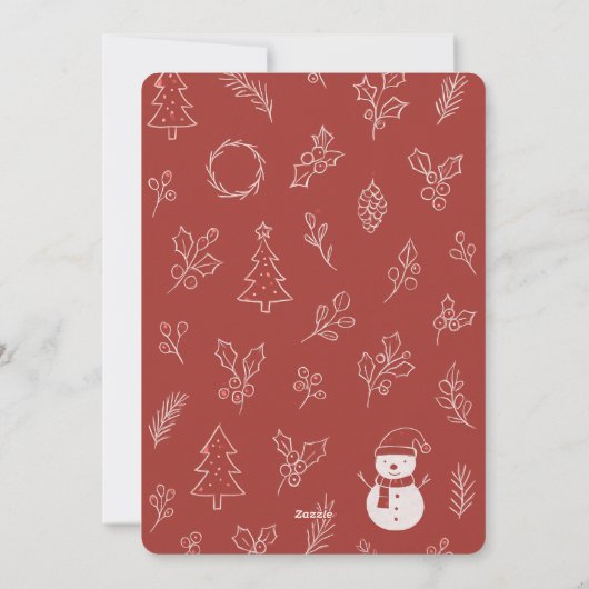 Boho Floral Red Personalized Greeting Christmas シーズンカード (裏面)