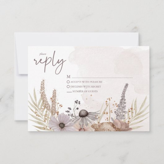 Boho Floral Reply Card 出欠カード (裏面)