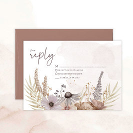 Boho Floral Reply Card 出欠カード