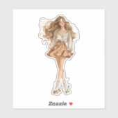 Boho Floral Roller Skater with Flowing Hair シール (シート)