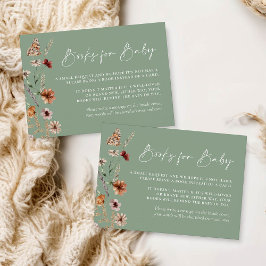 Boho Floral Sage Green Books for Baby Card  ノートカード