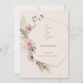 Boho Floral Save the Date Card 招待状 (正面)