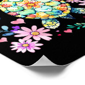 Boho Floral Sea Turtle Ocean Animal Summer Vibes B ポスター (角)